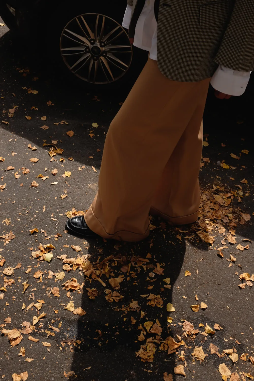 0086_VINTAGE 1960 WOOL BEIGE WIDE LEG PANTS