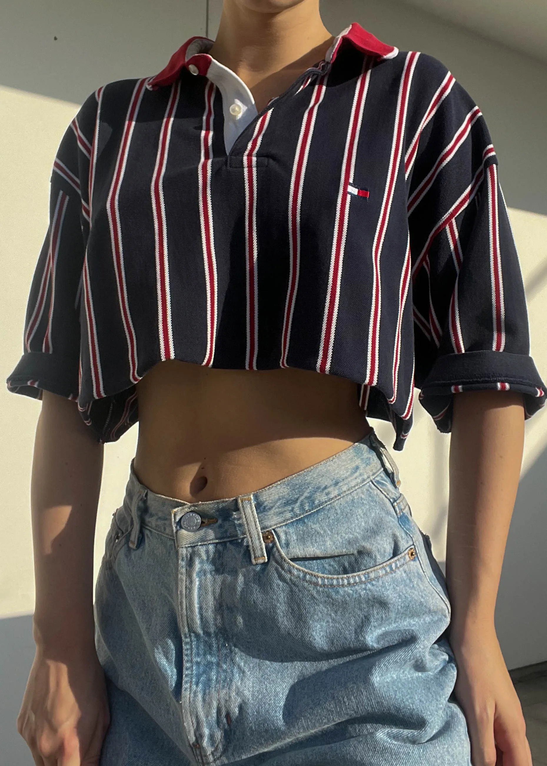 90's Tommy Stripe Polo (S-M)