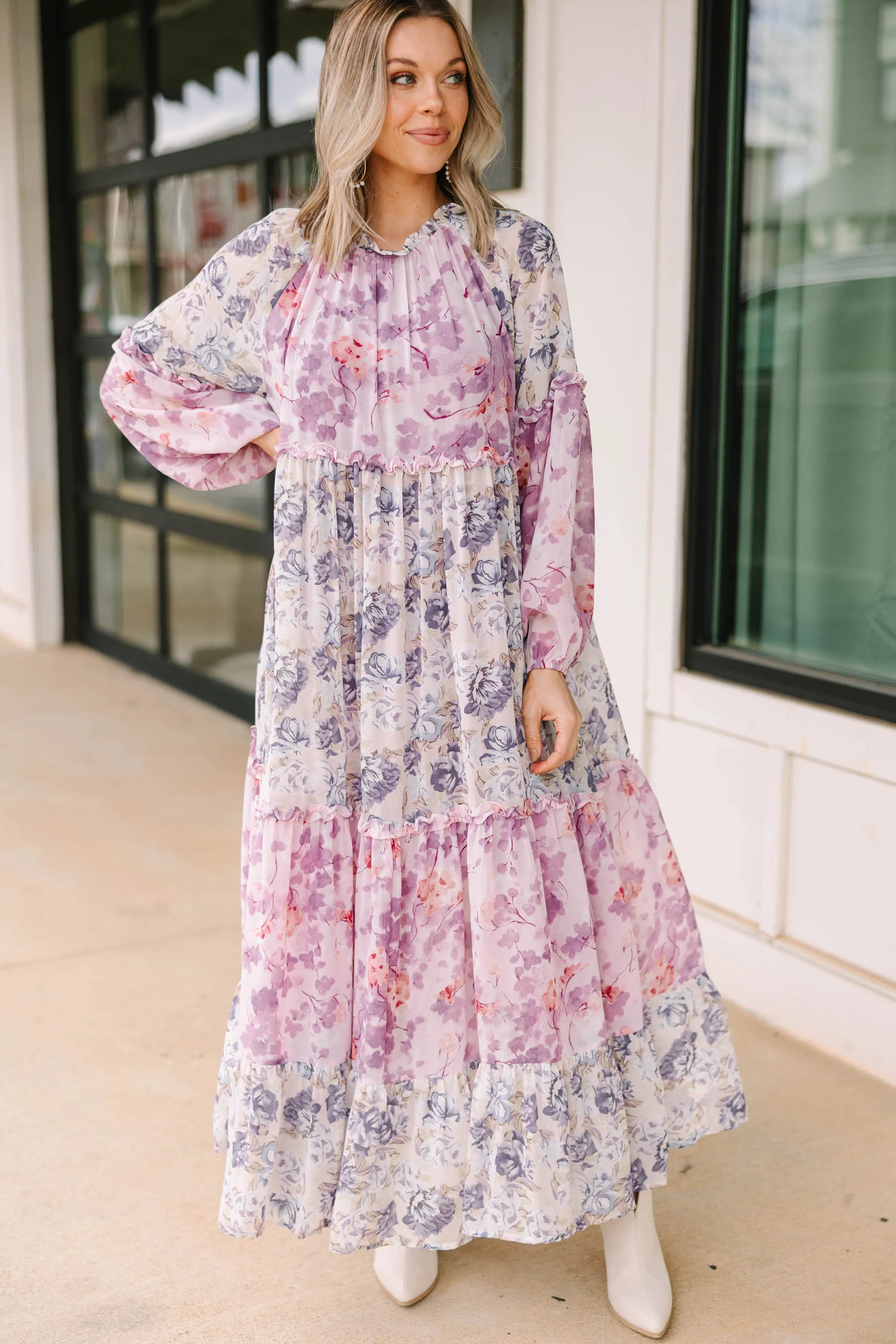 All That You Love Mauve Pink Floral Maxi Dress