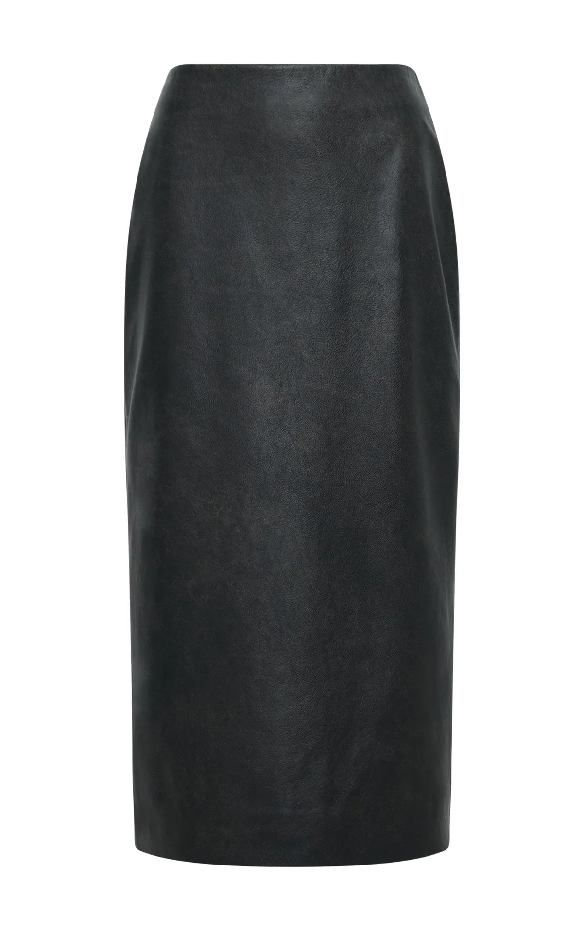 Amon Midi Skirt in Black Leather