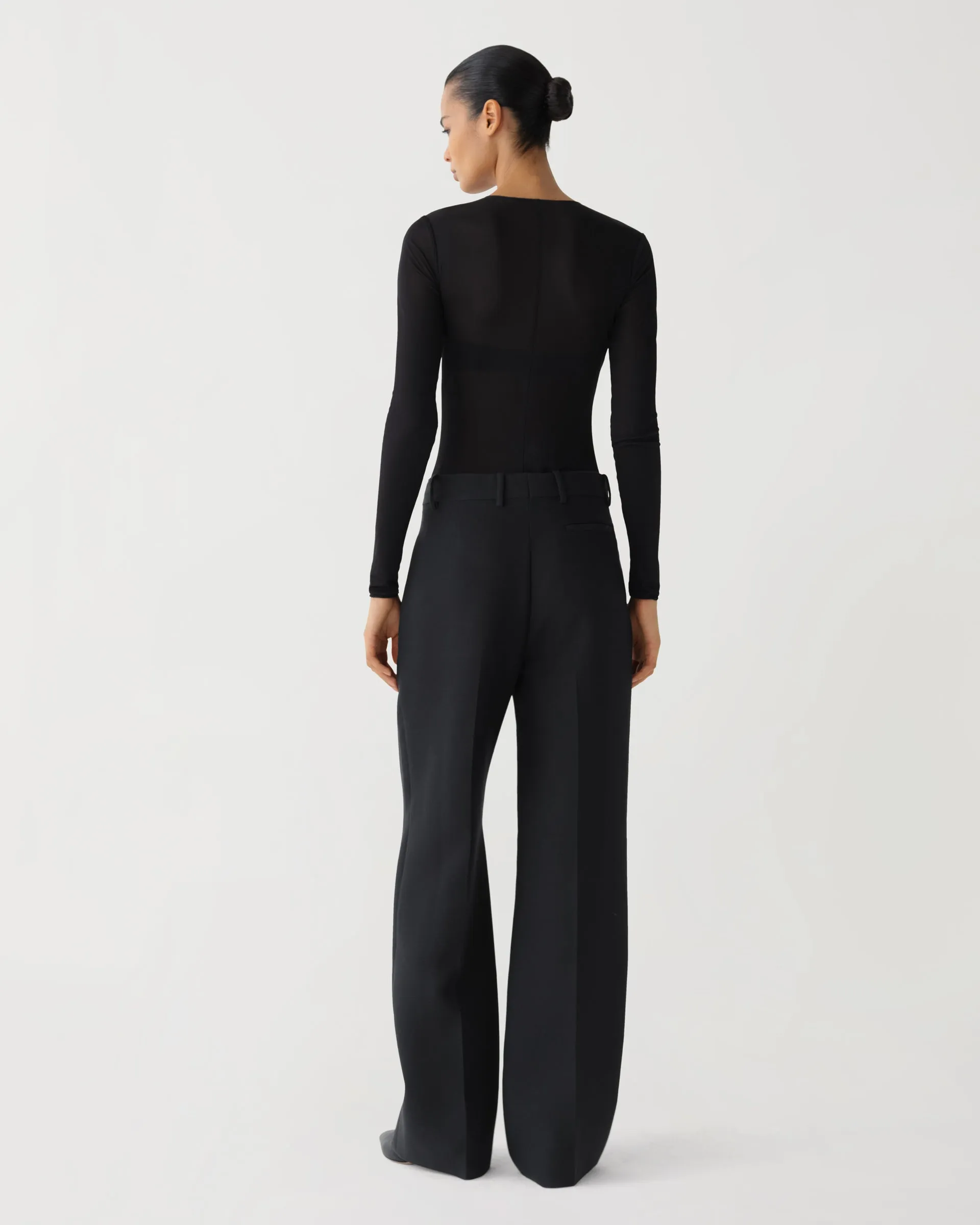 Anya Trousers in Wool Viscose, Black