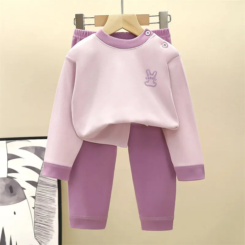 Autumn Thermal Underwear Sets 2024 New Children's Winter Suits Boys Girls Sleepwear Pants 2Pcs Outfits Kids Pajamas Clothing