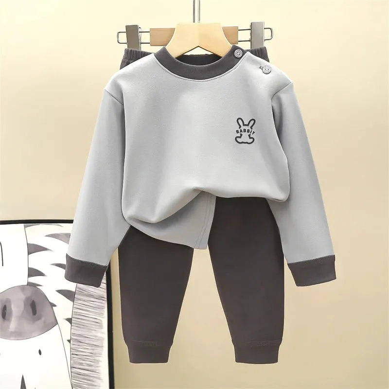 Autumn Thermal Underwear Sets 2024 New Children's Winter Suits Boys Girls Sleepwear Pants 2Pcs Outfits Kids Pajamas Clothing