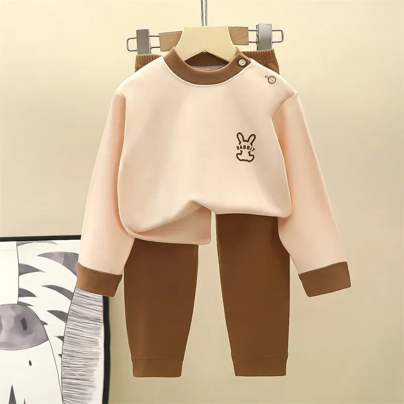 Autumn Thermal Underwear Sets 2024 New Children's Winter Suits Boys Girls Sleepwear Pants 2Pcs Outfits Kids Pajamas Clothing