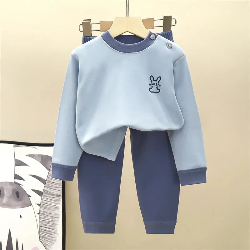 Autumn Thermal Underwear Sets 2024 New Children's Winter Suits Boys Girls Sleepwear Pants 2Pcs Outfits Kids Pajamas Clothing