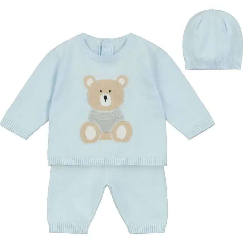 Baby Boys Enzo Blue Knitted Set with Hat