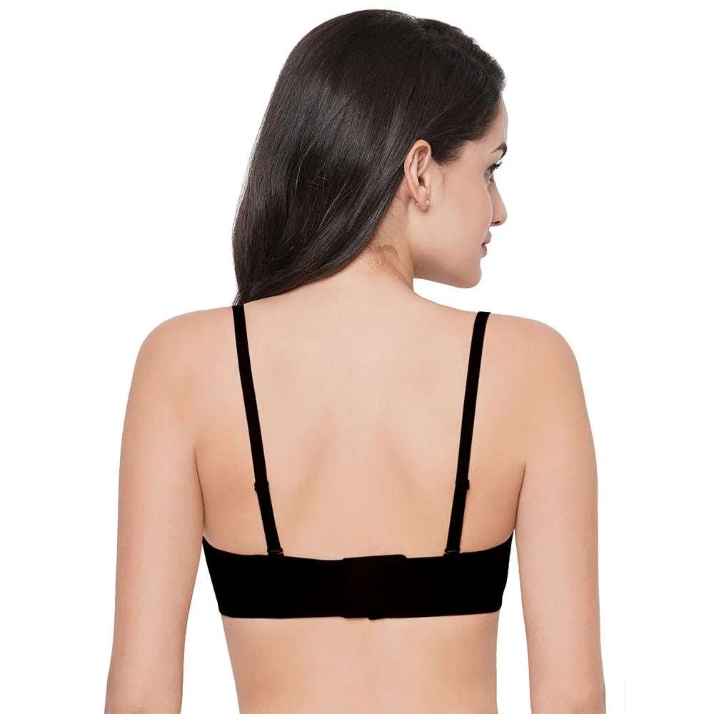 Basic Mold Padded Wired Half Cup Everyday Wear Strapless Multiway Bra - Black