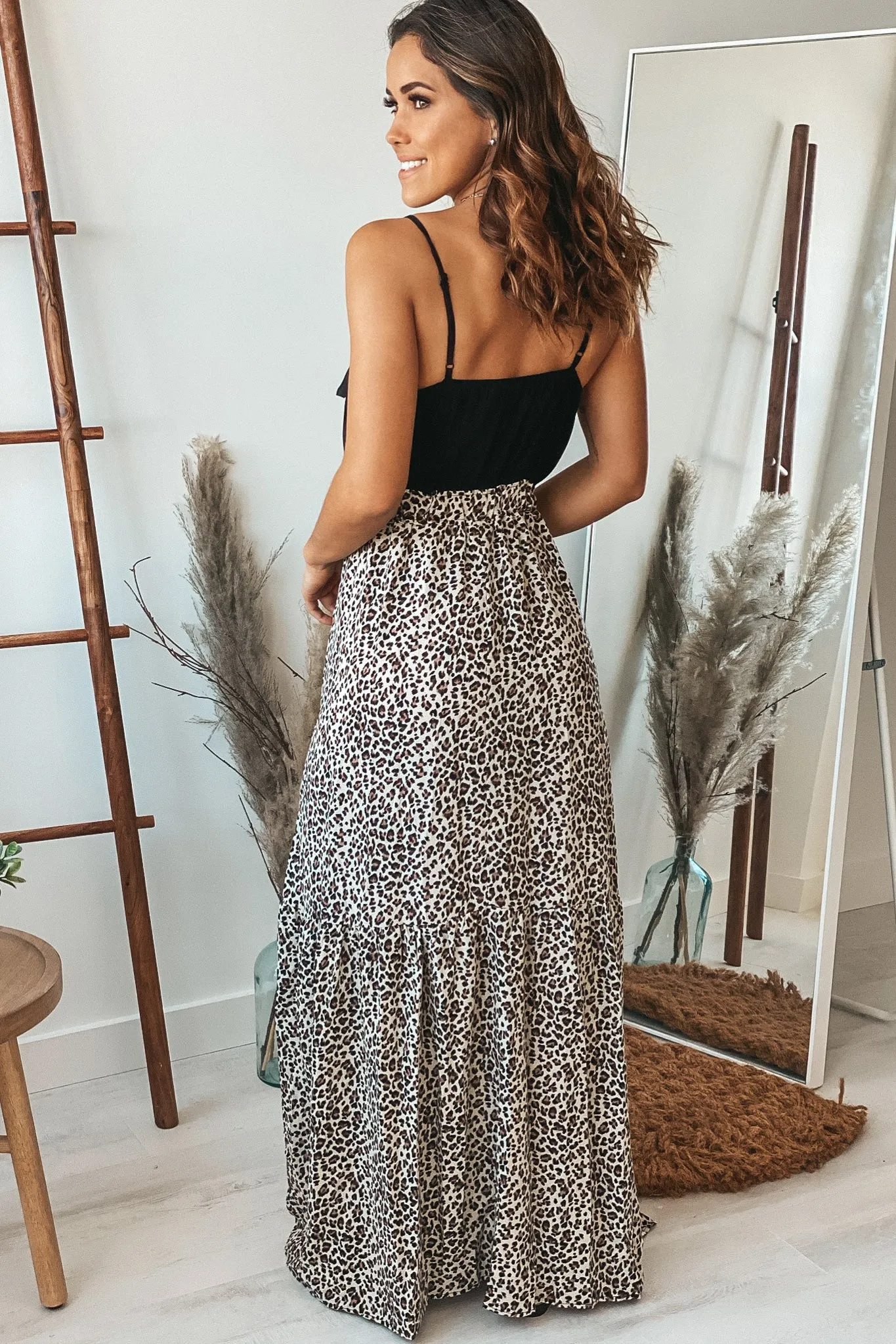 Black and Leopard Maxi Dress