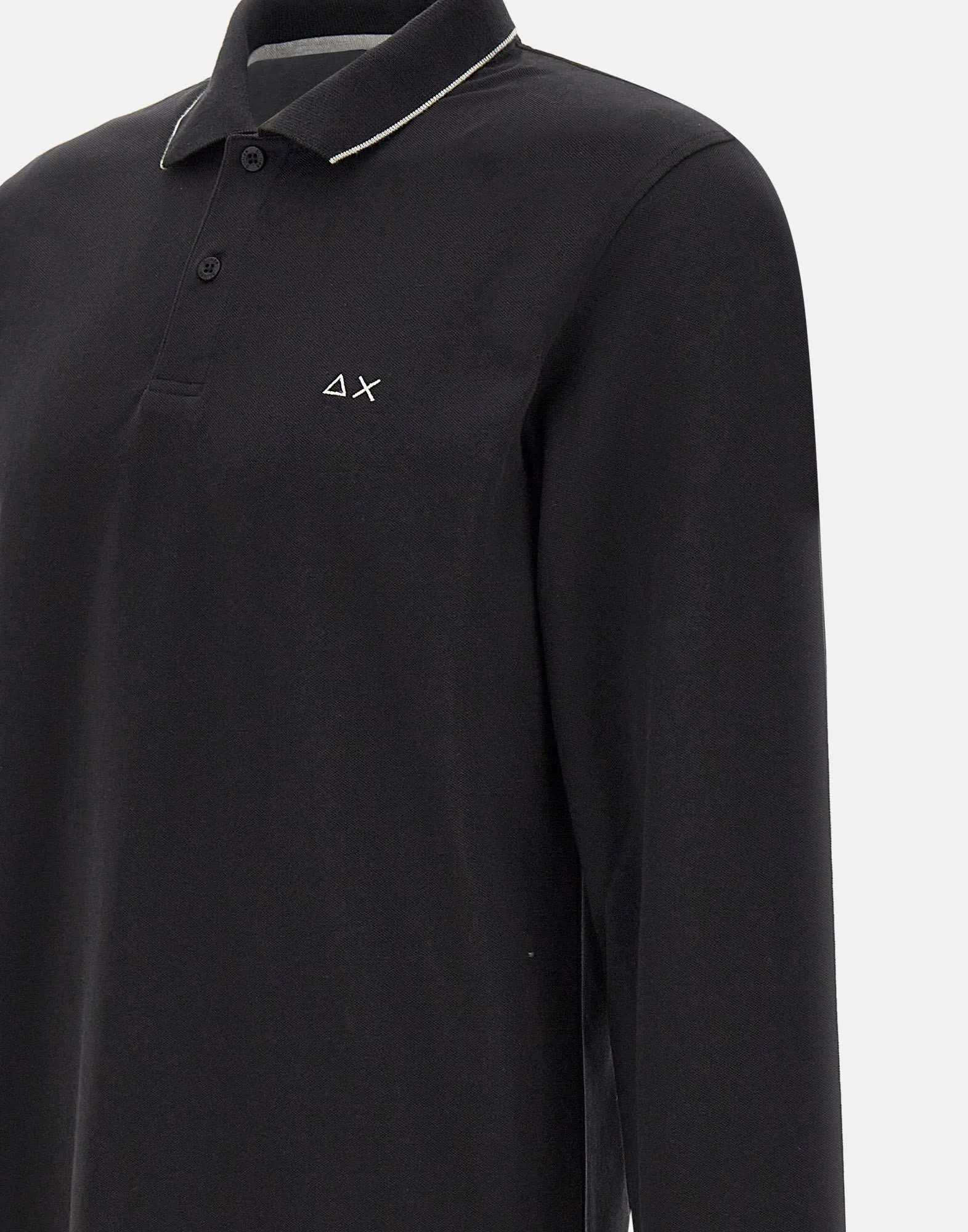 Black Long Sleeve Striped Polo Shirt