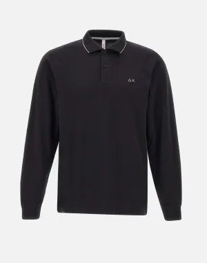 Black Long Sleeve Striped Polo Shirt