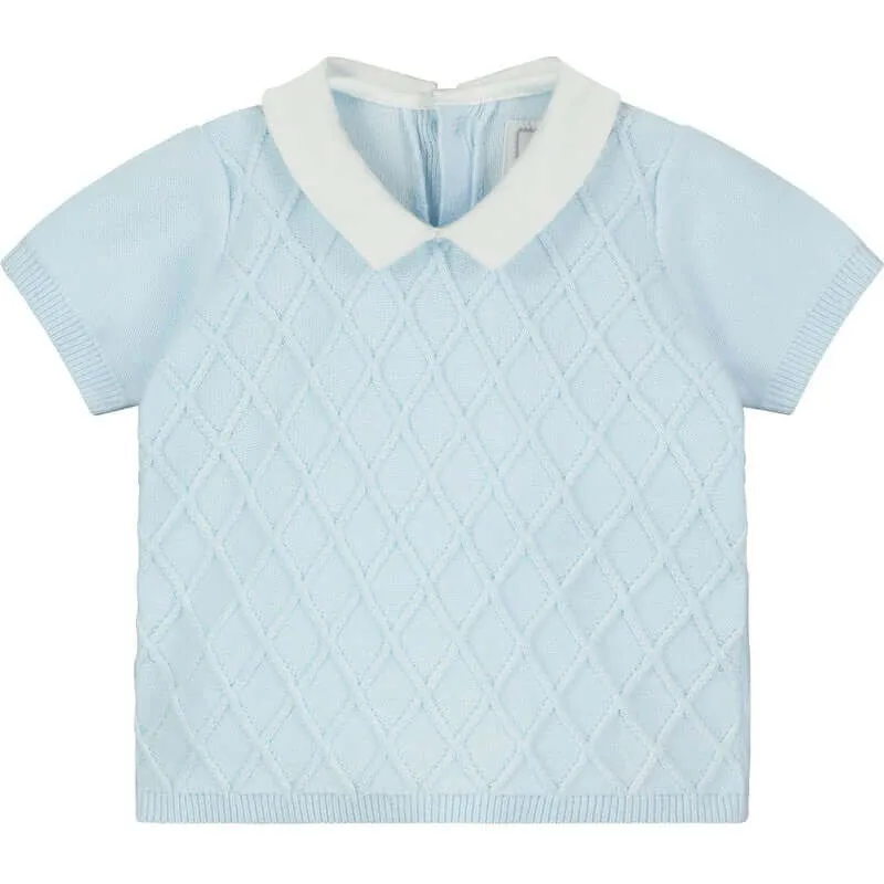 Boys Blue Cotton Diamond Short Set