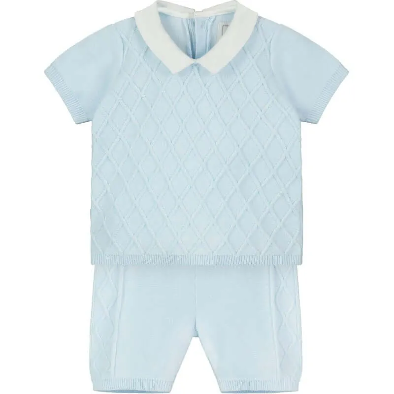 Boys Blue Cotton Diamond Short Set