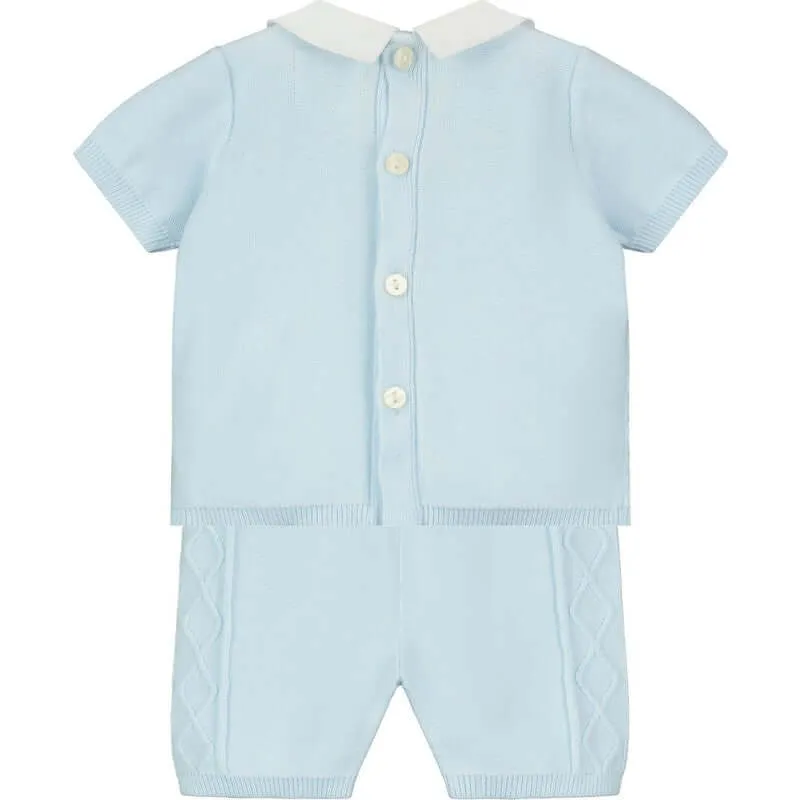 Boys Blue Cotton Diamond Short Set