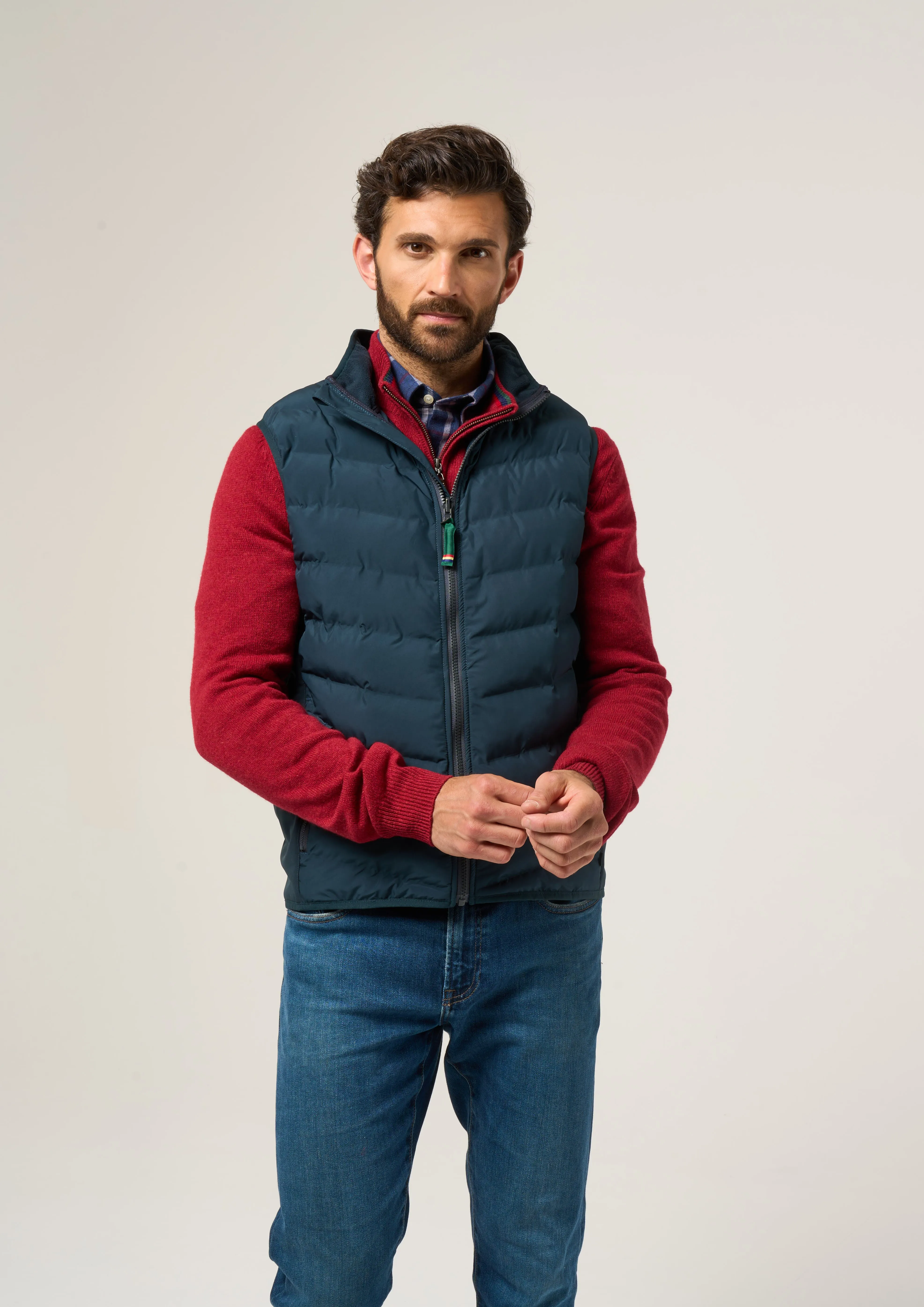 Calsall Men's Hybrid Gilet In Navy - Regular Fit