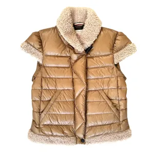 Caramel Puffer Vest w/Shearling - M