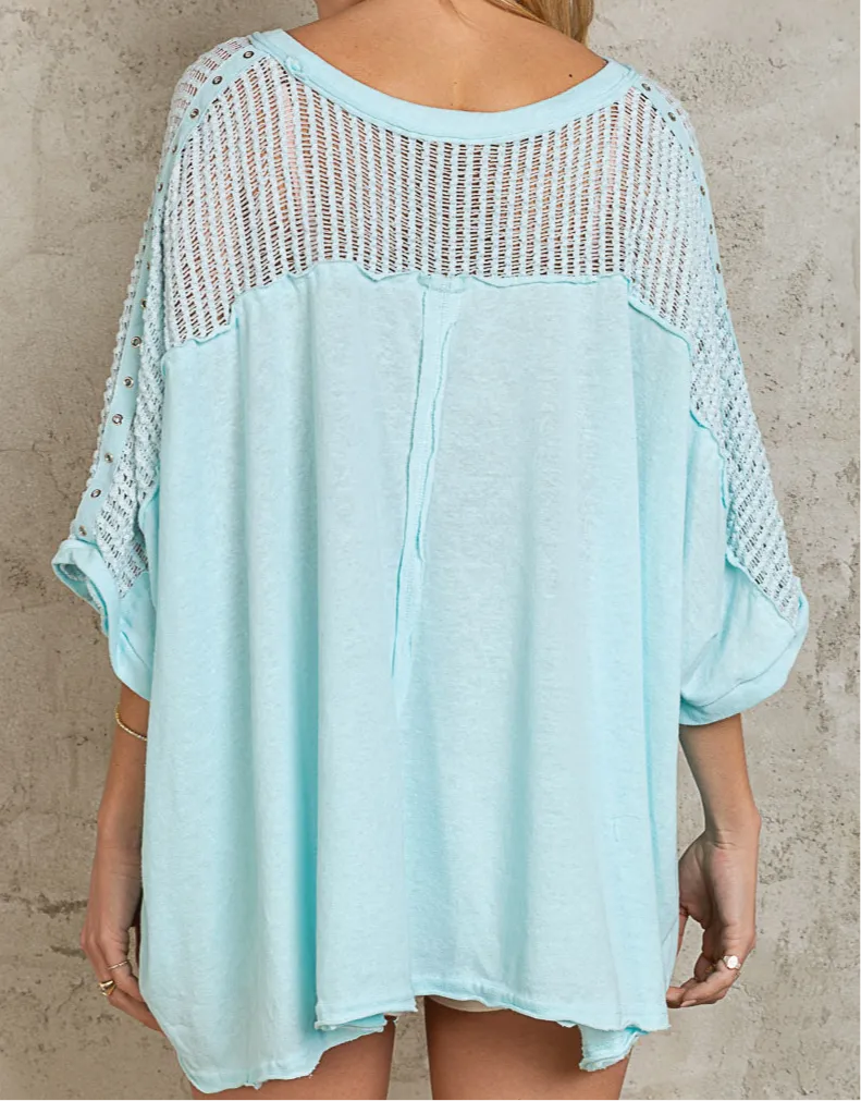 Cotton Candy Lace Stitched Top