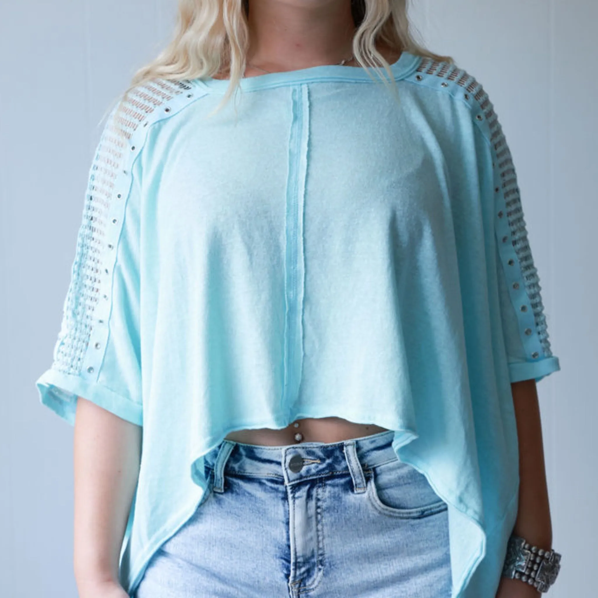 Cotton Candy Lace Stitched Top