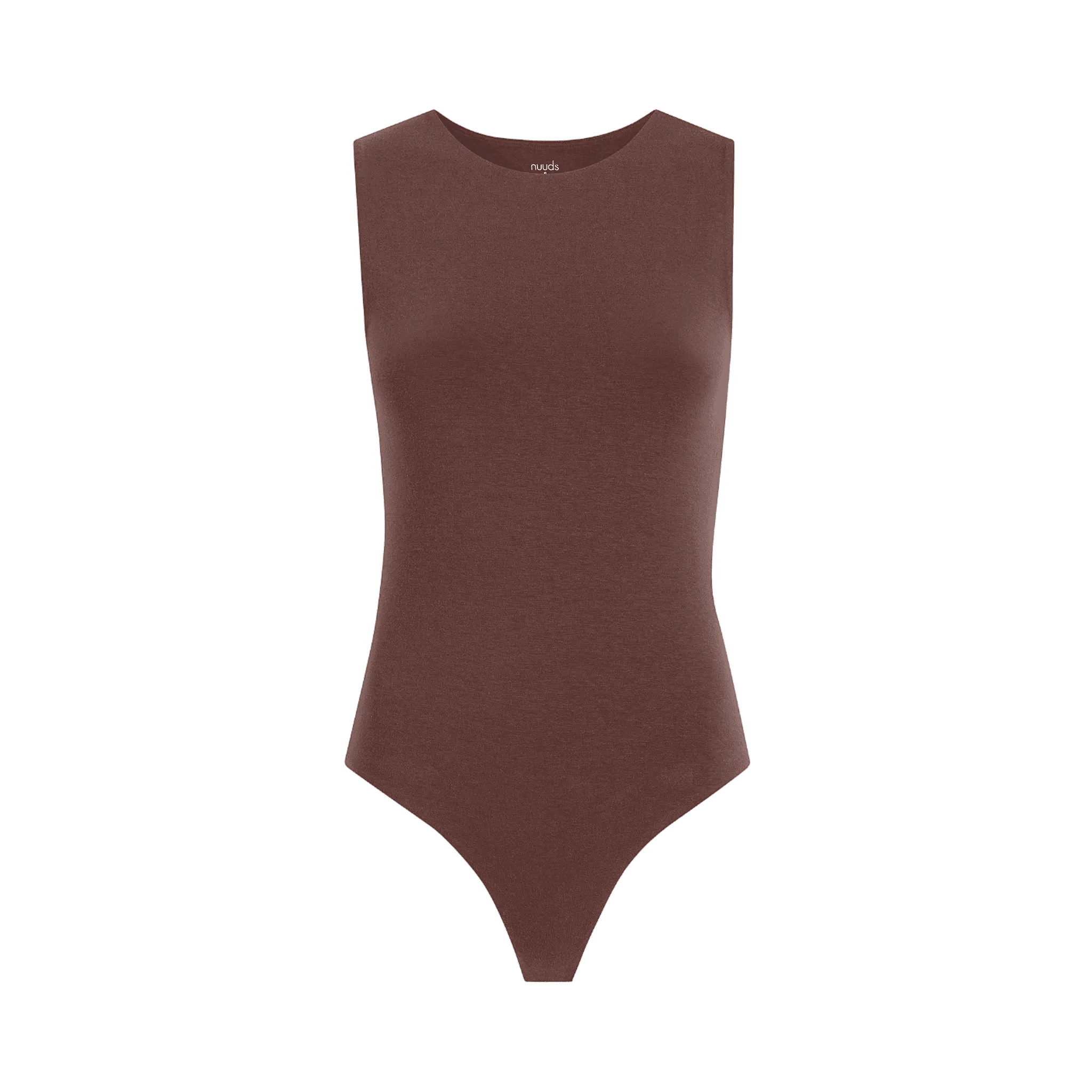 Cotton Stretch Classic Crewneck Tank Bodysuit | Coffee