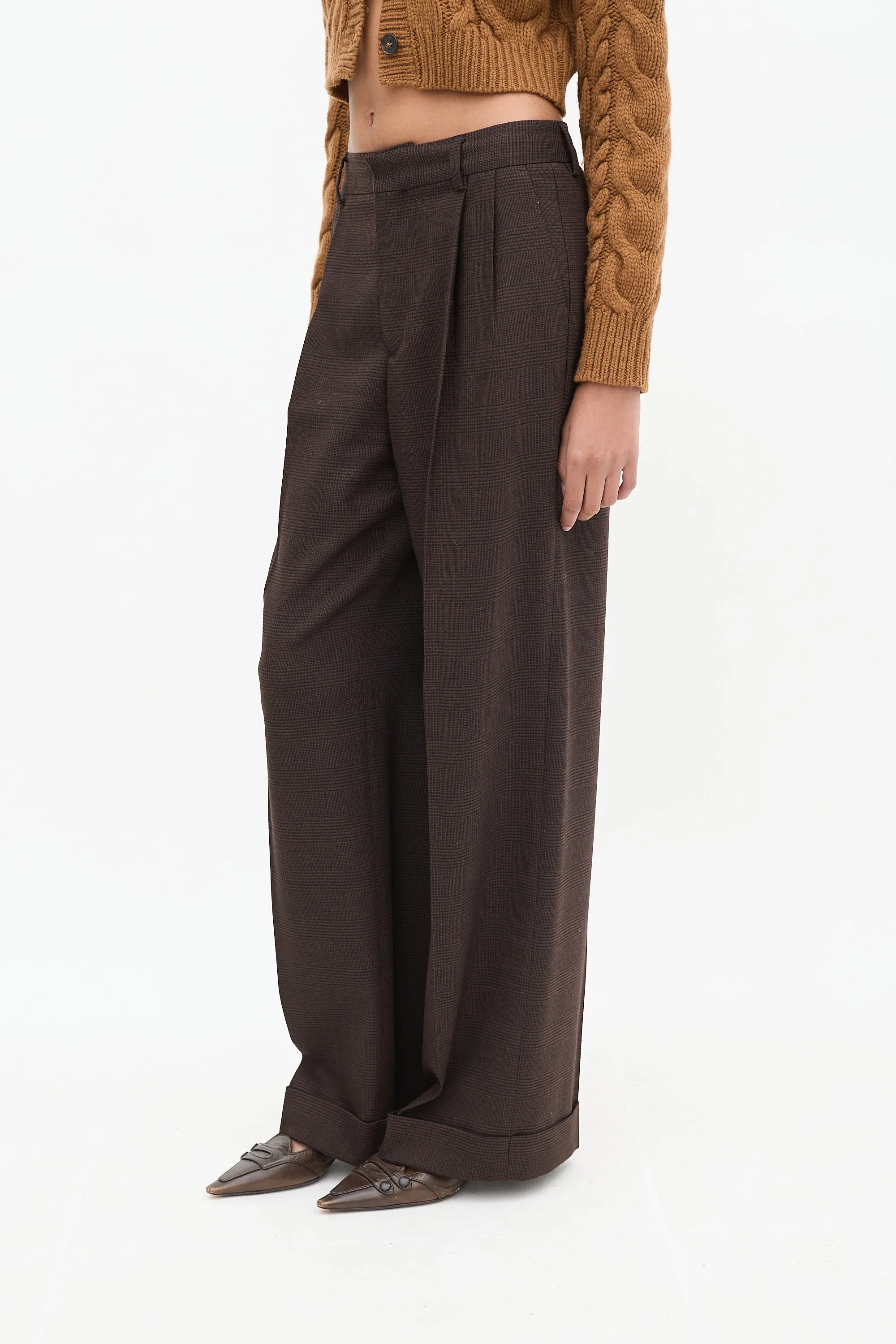 Dark Brown Wool Kinley Check Trouser