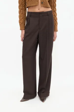 Dark Brown Wool Kinley Check Trouser