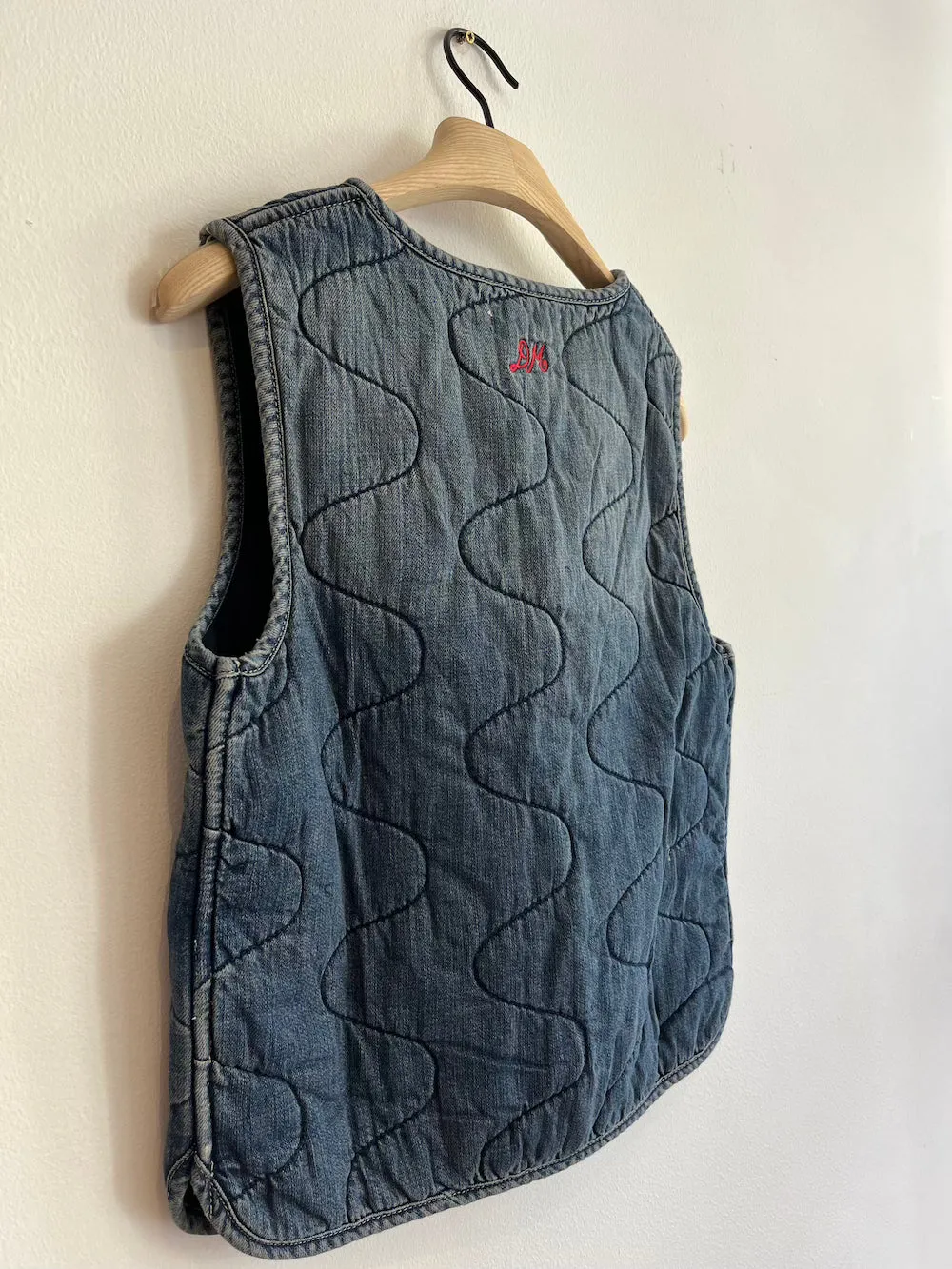 Denim Tilly Quilted Gilet Dirty Vintage Wash