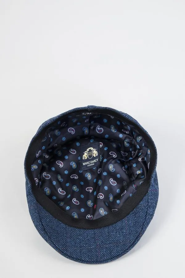 Dion Blue Check Tweed Flat Cap