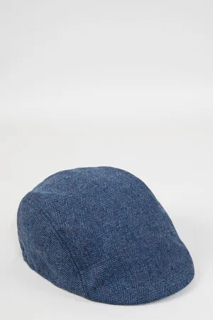 Dion Blue Check Tweed Flat Cap