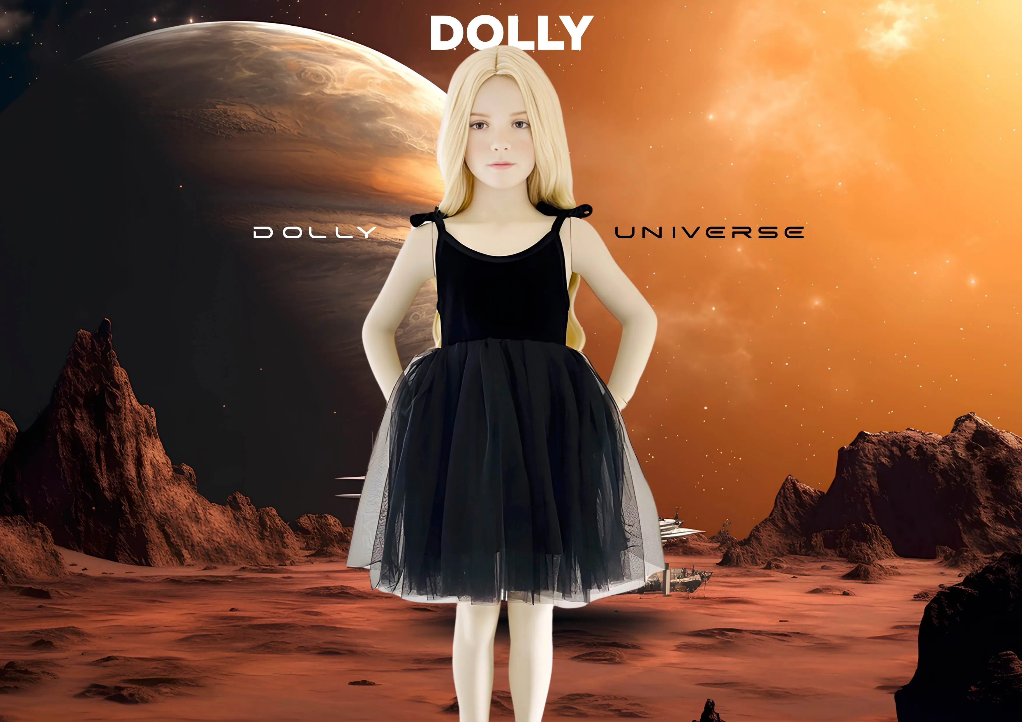 DOLLY UNIVERSE VELVET COSMIC STRINGS TUTU DRESS black