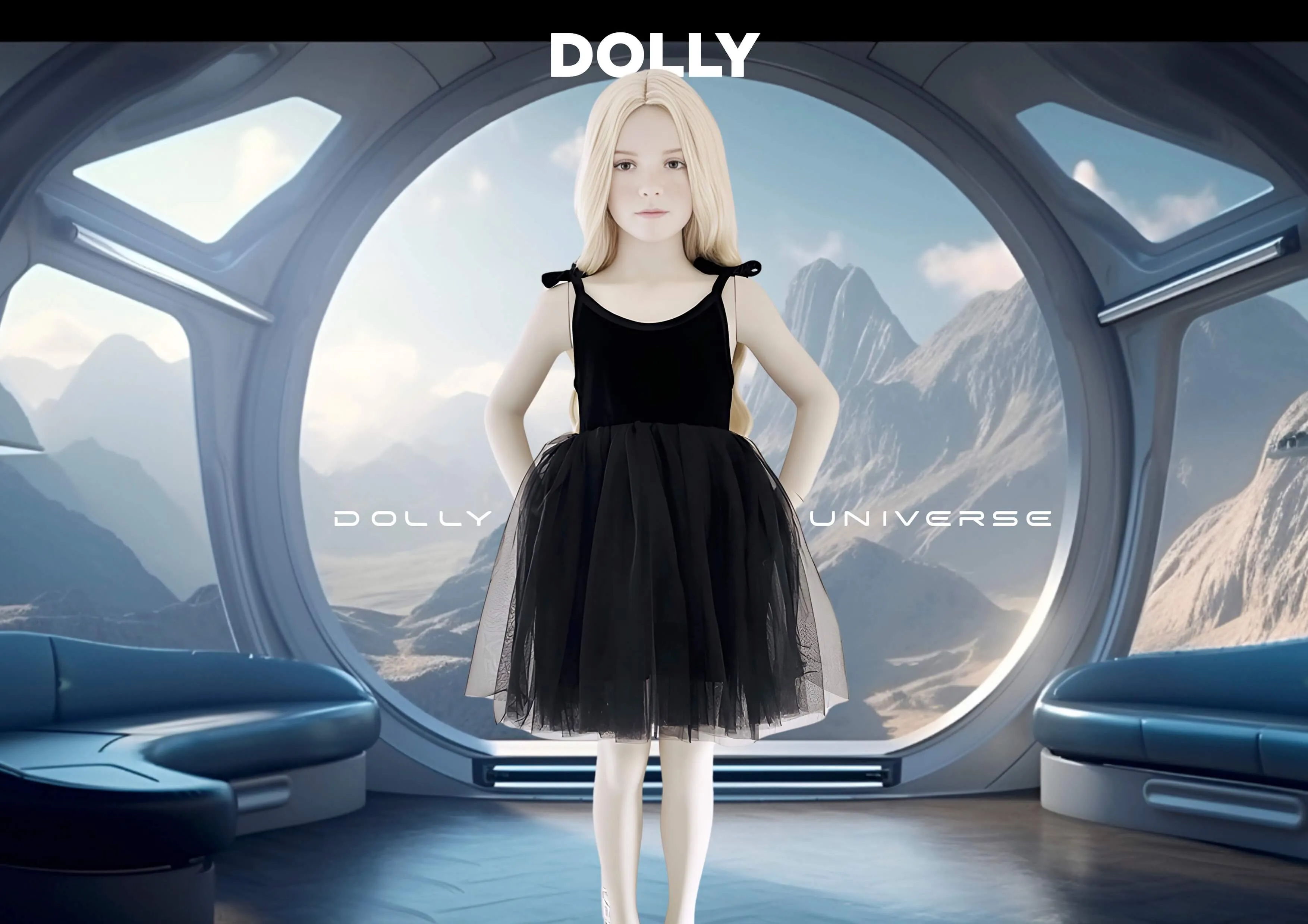 DOLLY UNIVERSE VELVET COSMIC STRINGS TUTU DRESS black