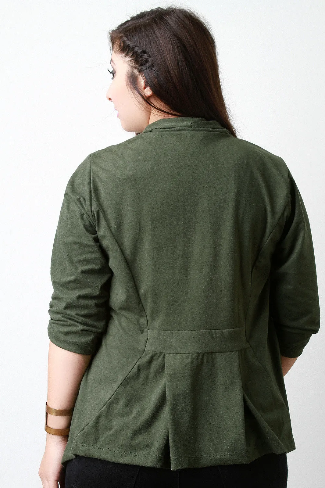 Draping Suede Quarter Sleeve Jacket