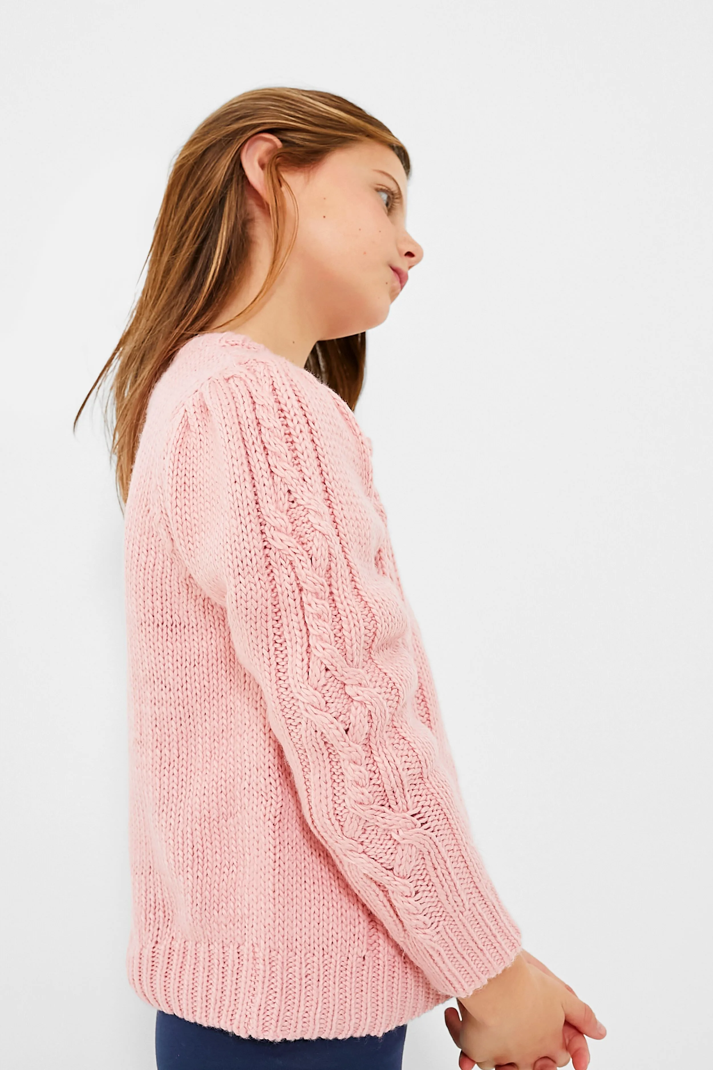 Dusty Rose Cable Constance Sweater