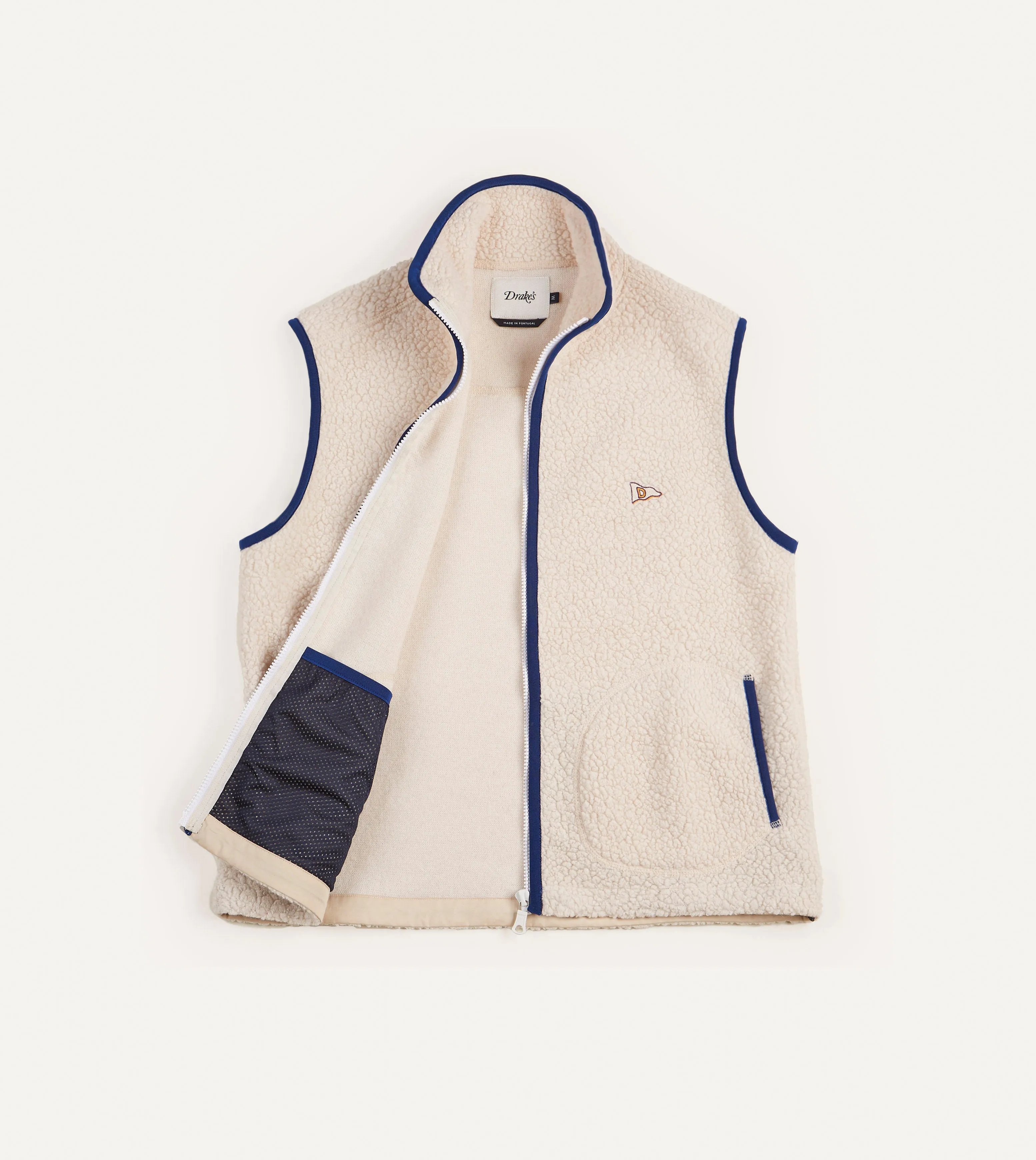 Ecru Boucle Wool Zip Fleece Vest