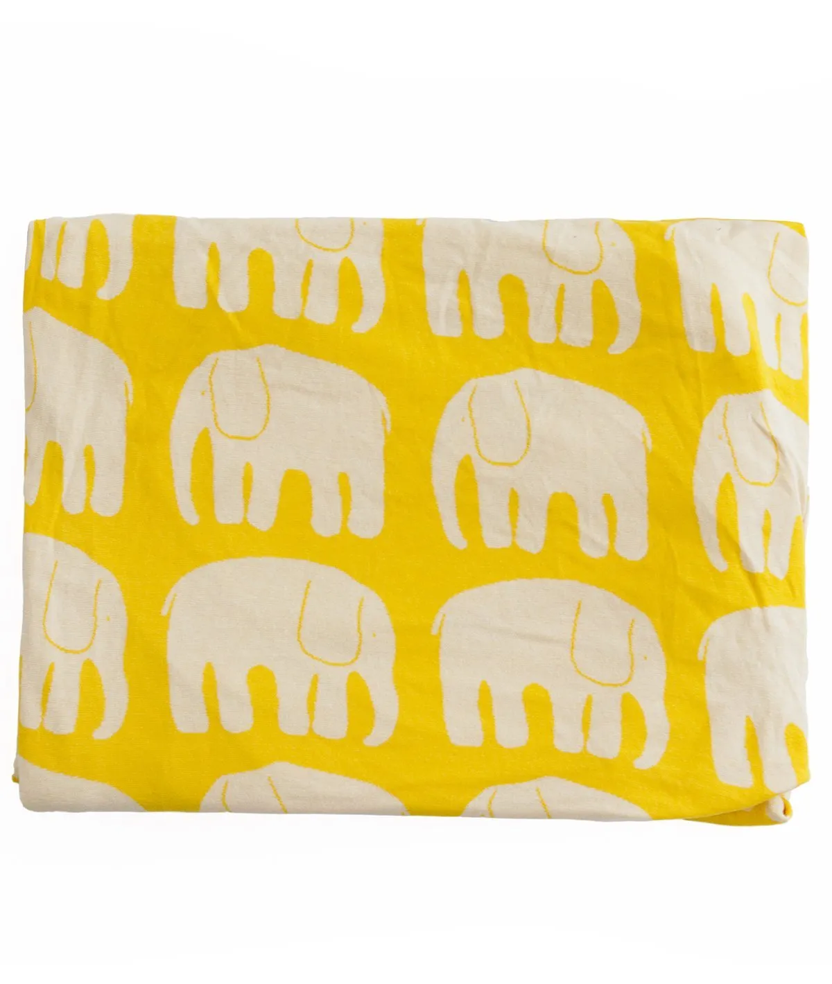 Elephant Yellow Cotton Knitted Cot Sheet & Pillow Set for Babies