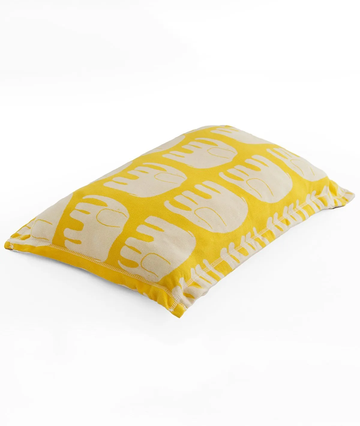 Elephant Yellow Cotton Knitted Cot Sheet & Pillow Set for Babies