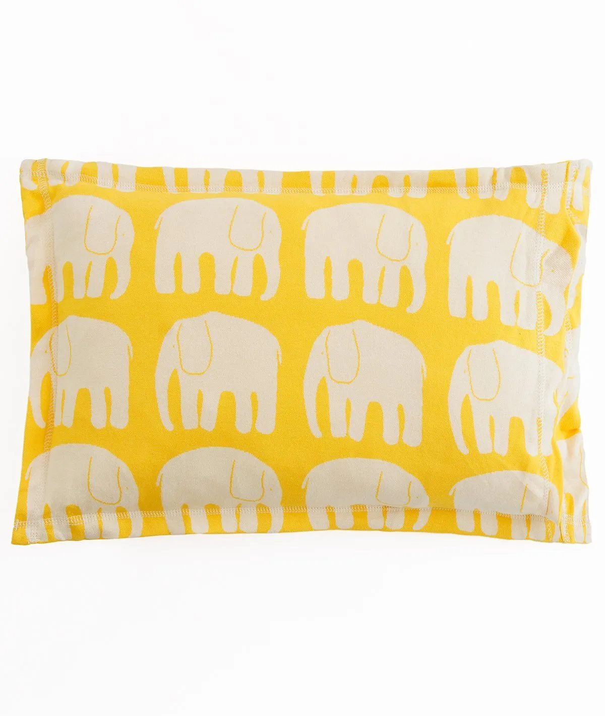 Elephant Yellow Cotton Knitted Cot Sheet & Pillow Set for Babies