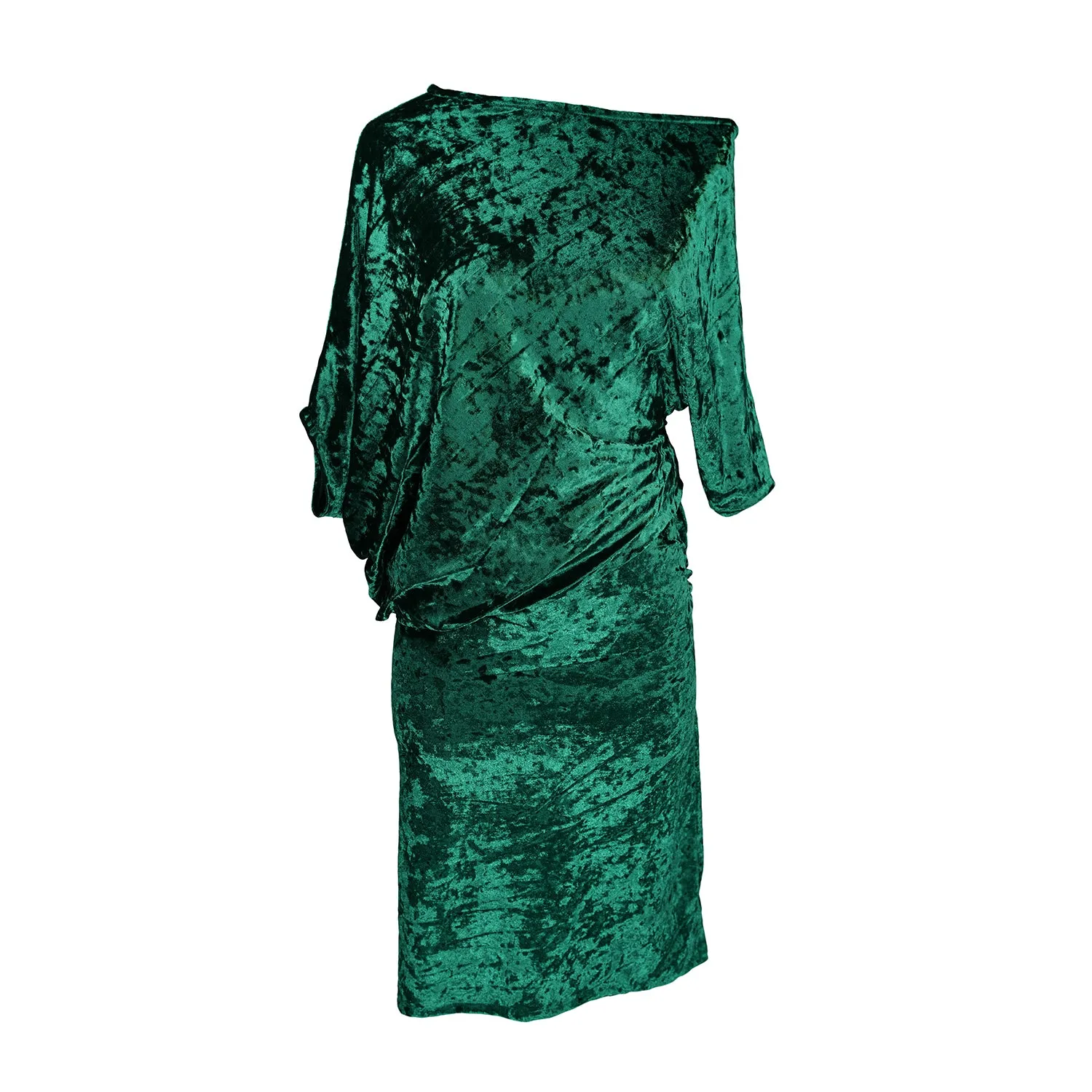 Emerald Crushed Velvet Angle Dress