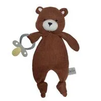 ES Kids - Knitted Eco Bear Baby Comforter with Dummy Holder