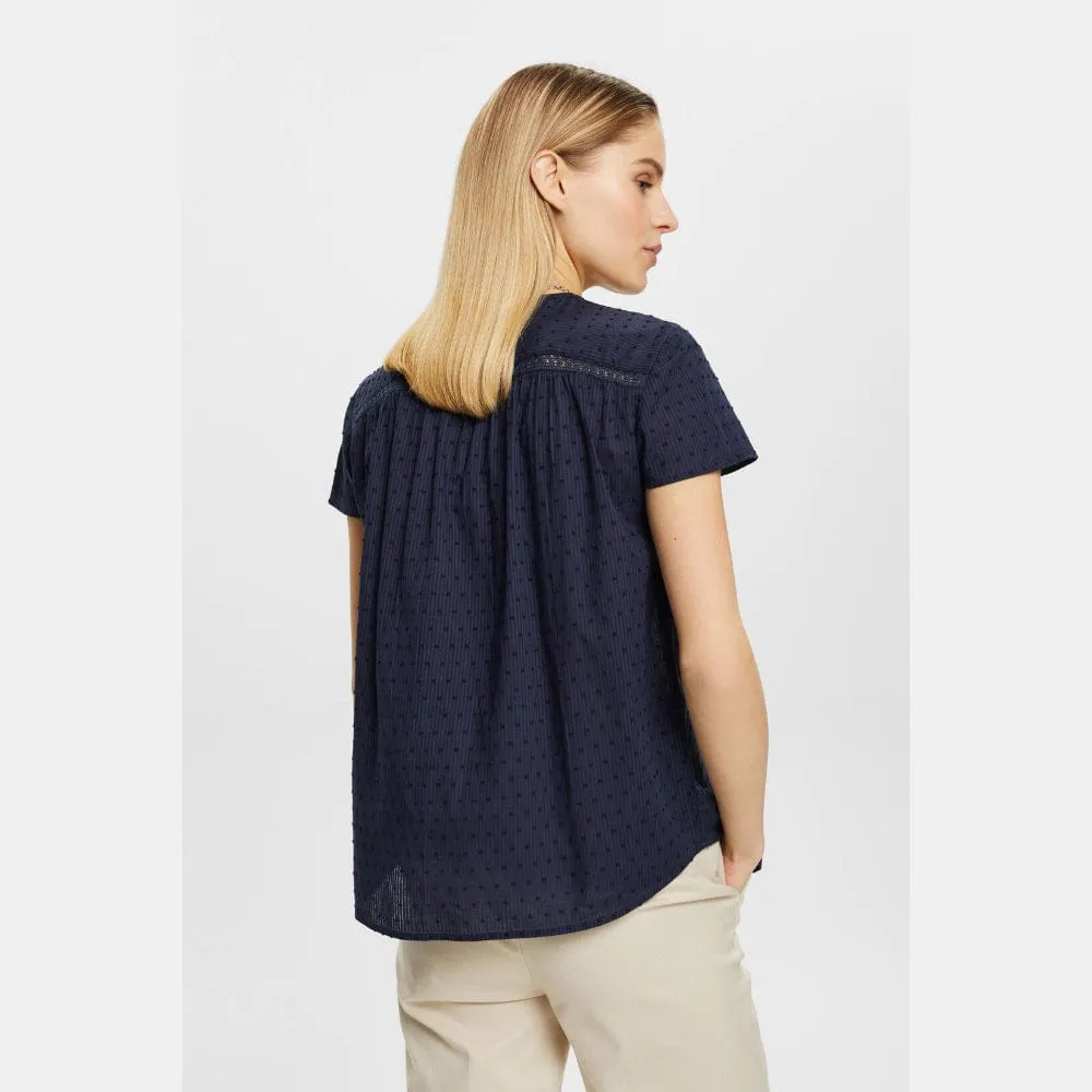 Esprit Dobby blouse with tie detail