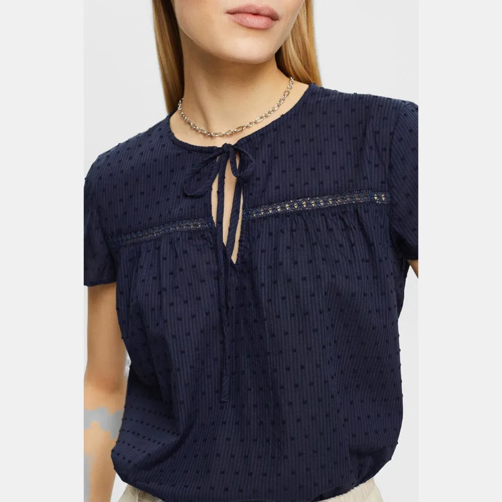 Esprit Dobby blouse with tie detail