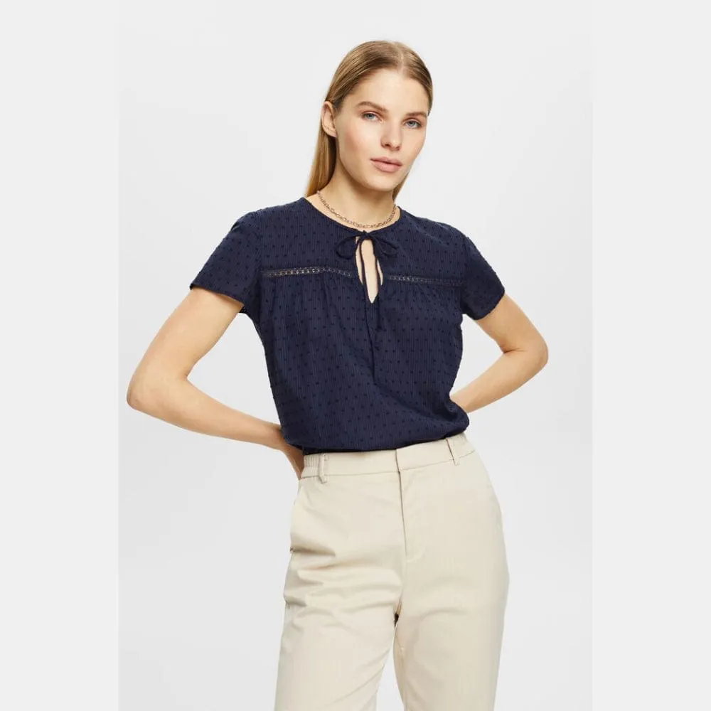 Esprit Dobby blouse with tie detail