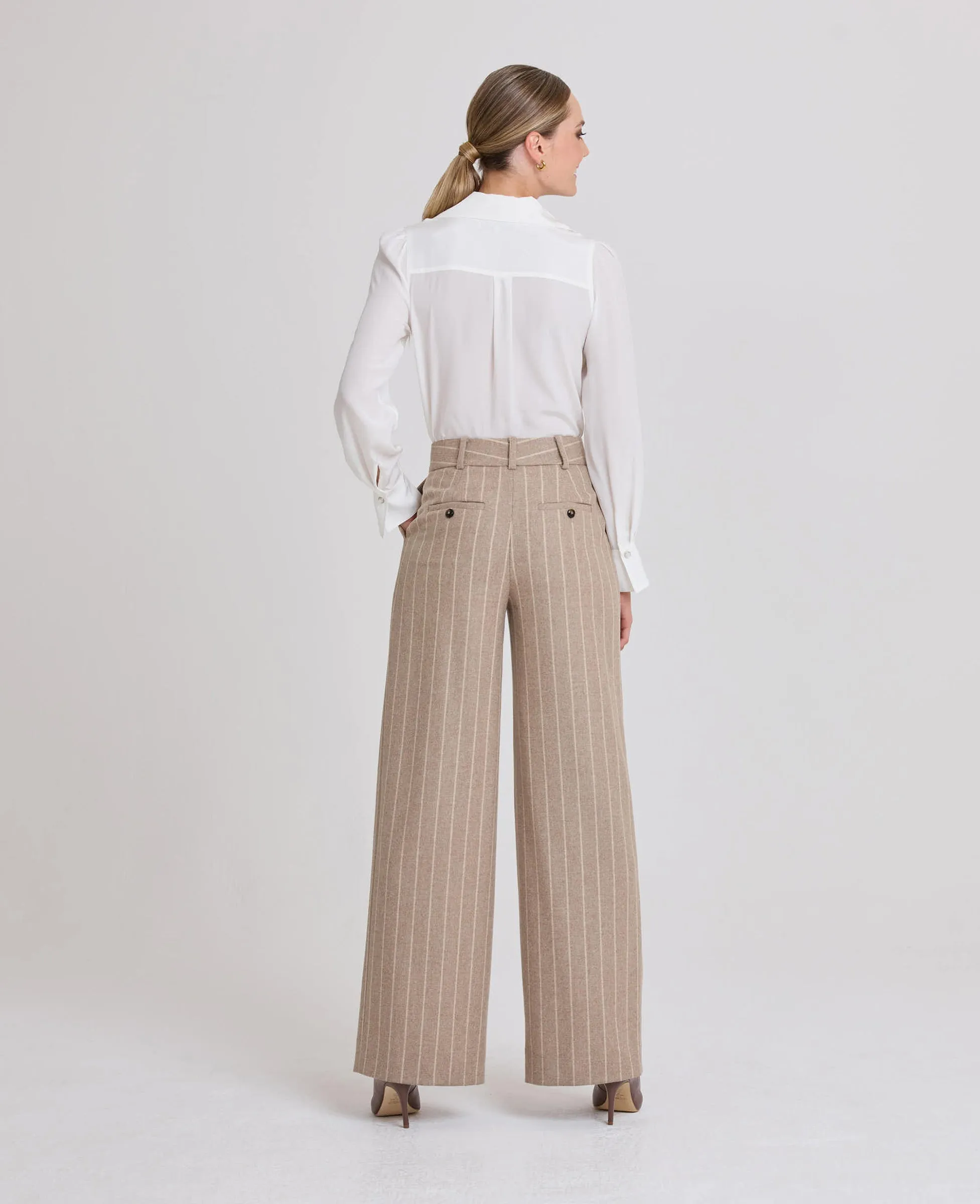 Eve High Waisted Wide Leg Pleated Trousers