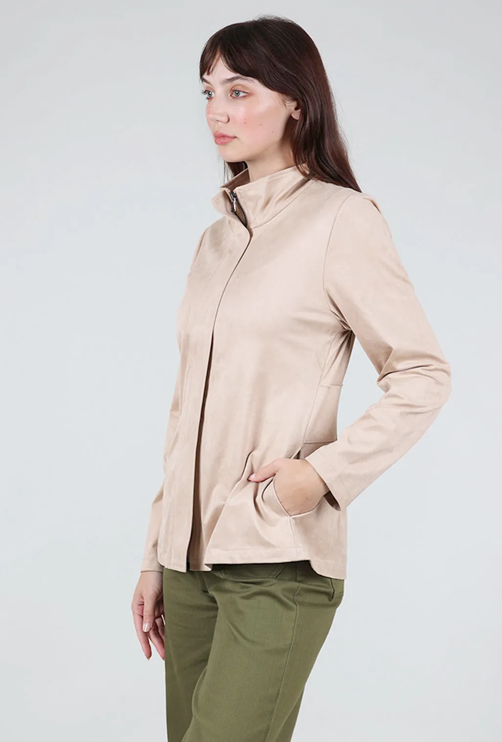 Faux Suede Jacket, Natural