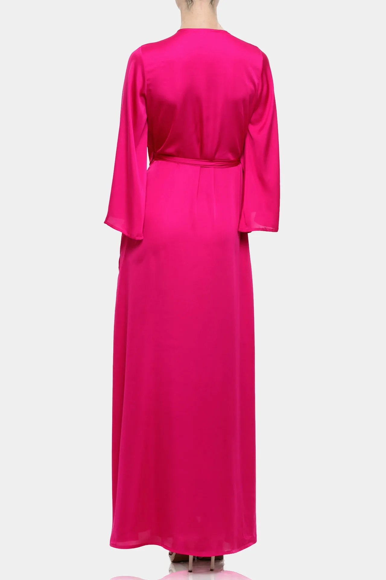 Fuchsia Long Sleeve Wrap Dress