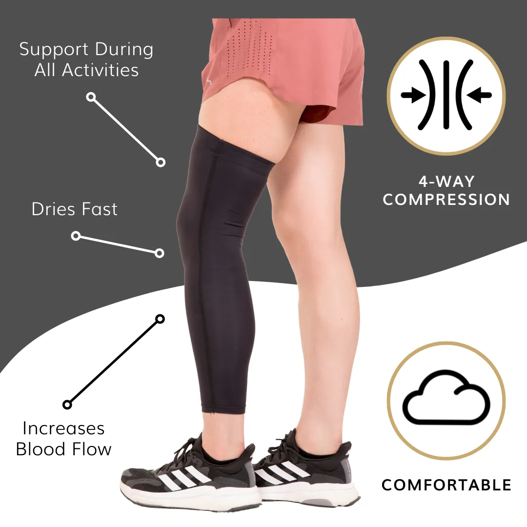 Full Leg Compression Sleeve | Copper-Infused Recovery Wrap for Calf, Thigh, Knee & Shin Pain Relief