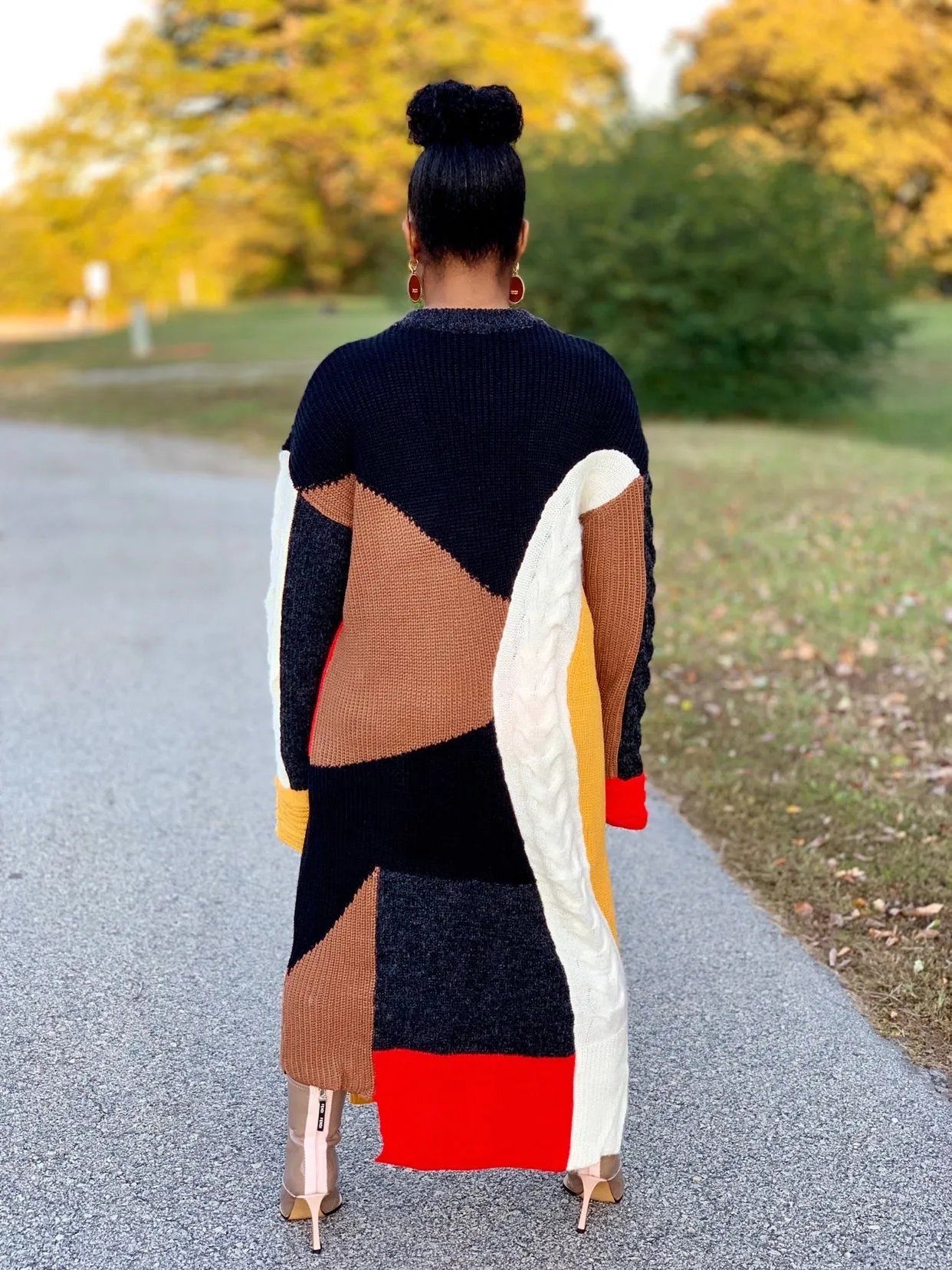 Geo Patchwork Sweater Dress