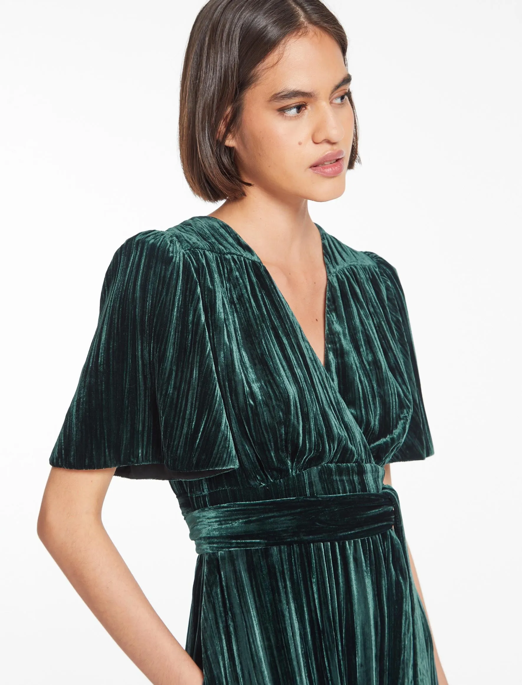 Gina Velvet Maxi Dress - Dark Green