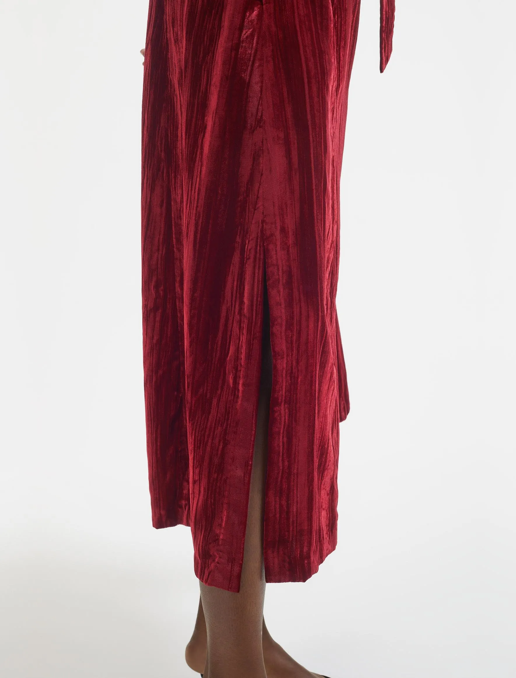 Gina Velvet Maxi Dress - Red