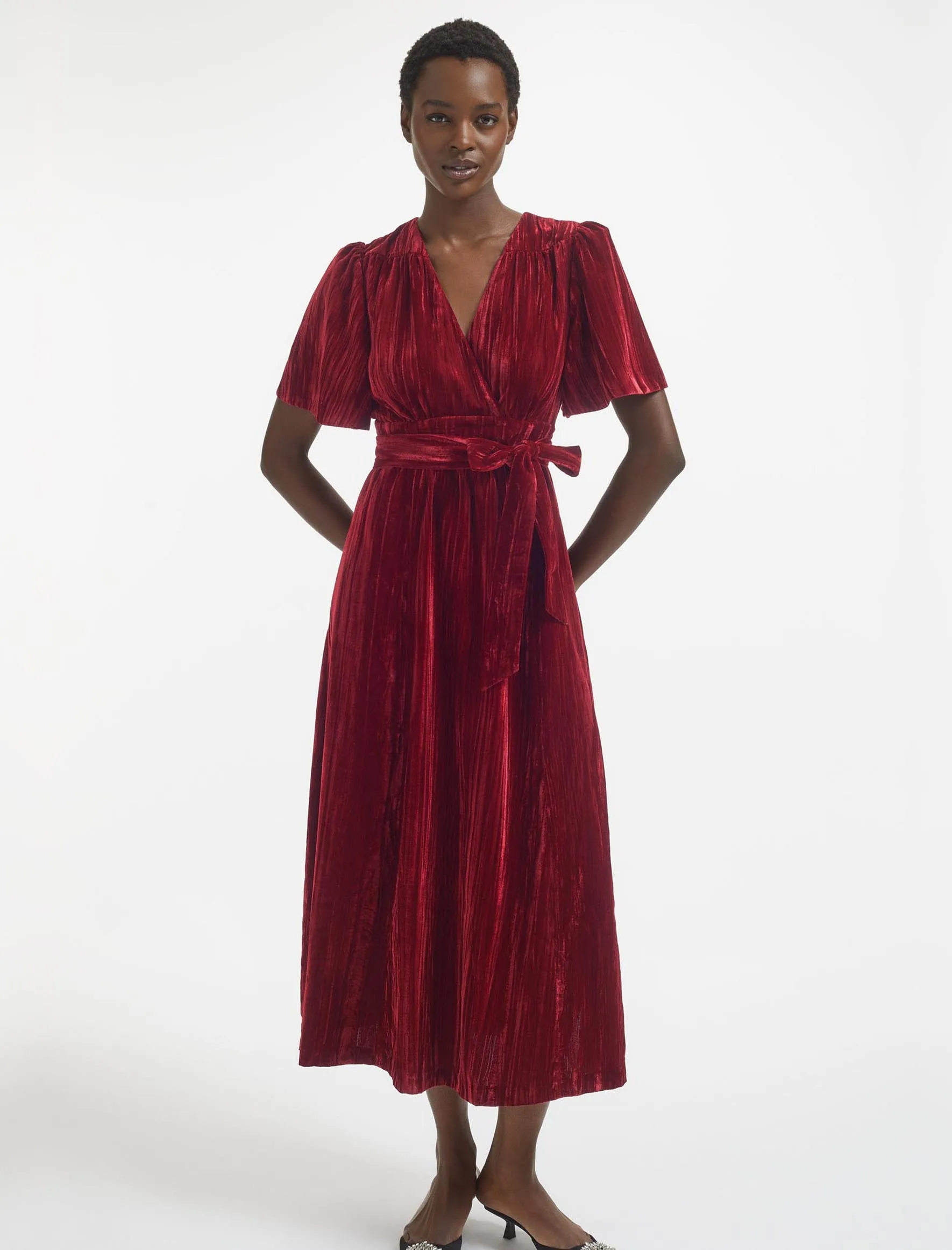 Gina Velvet Maxi Dress - Red