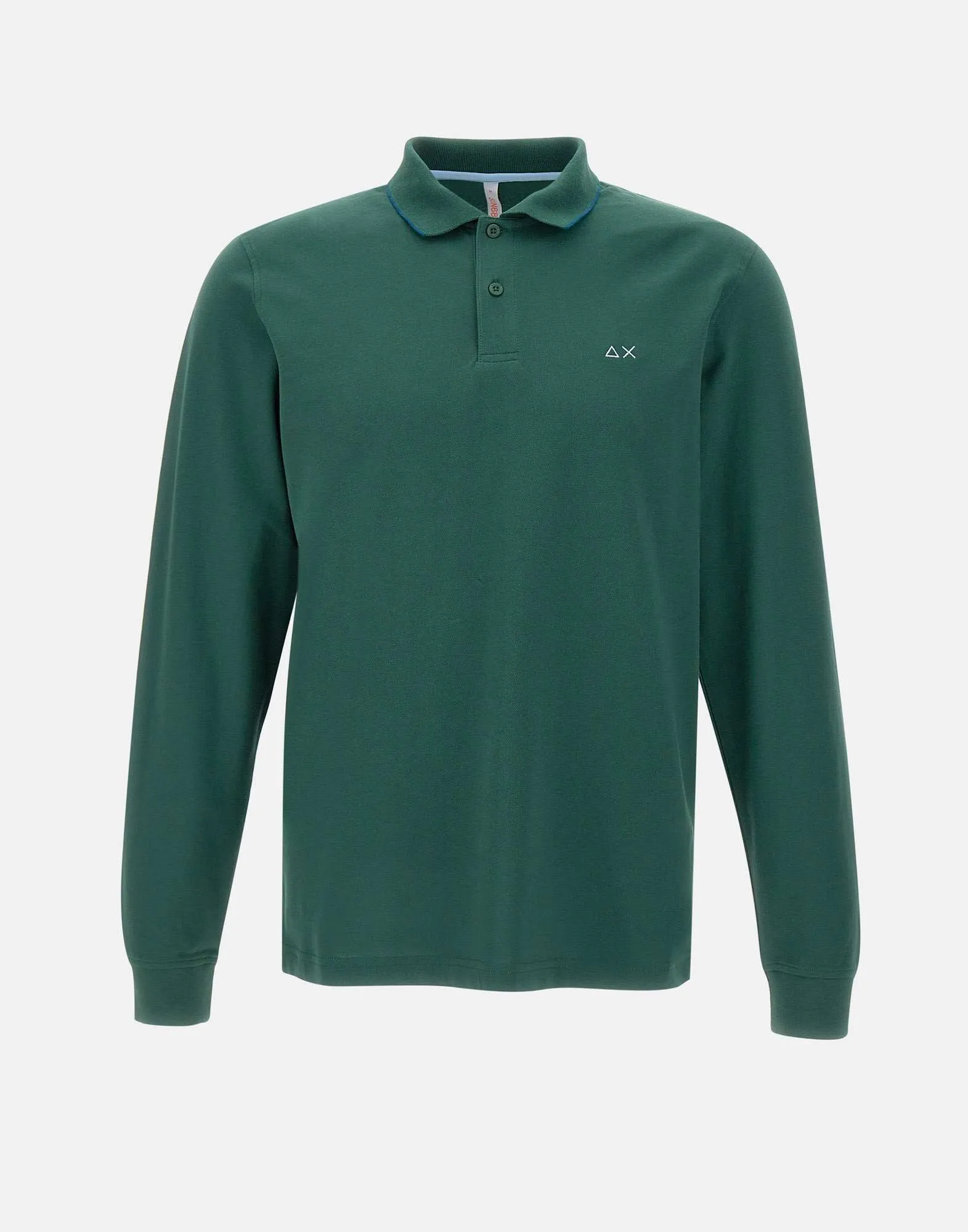 Green Long Sleeve Striped Polo Shirt