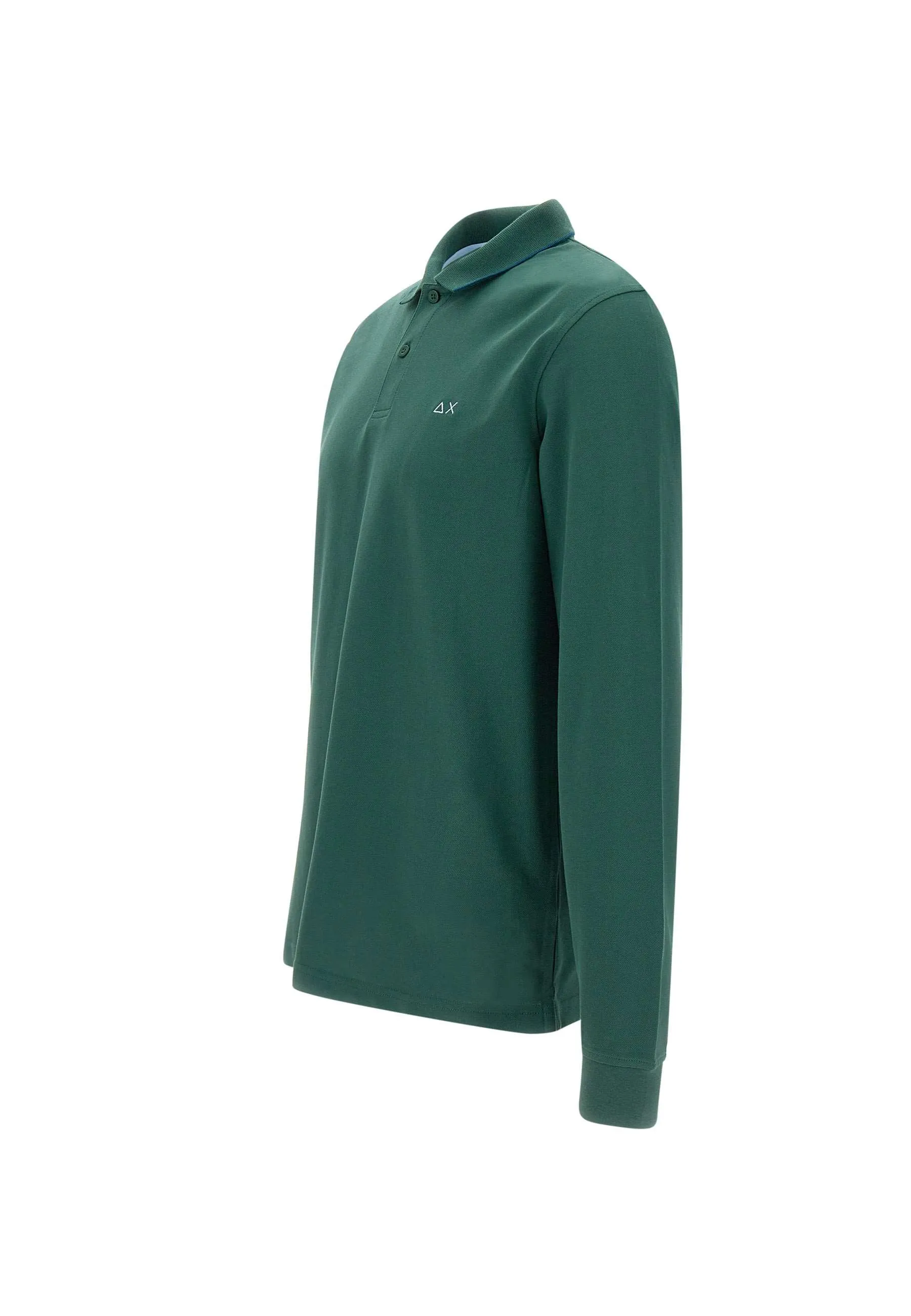 Green Long Sleeve Striped Polo Shirt